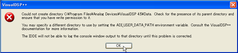 Error Dialog: No folder